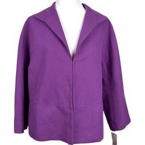 Lafayette 148 Purple Cotton Linen Blazer Size 16 NWT Textured Lightweight